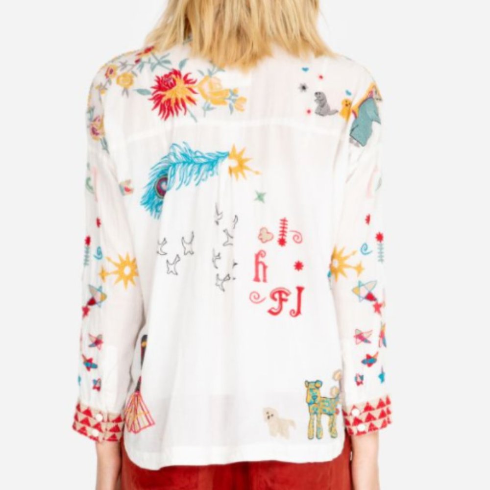 Johnny Was Mishti Cotton Blouse - Picture 2 of 8